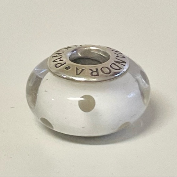Pandora White and Grey Polka Dots Charm - Picture 3 of 7